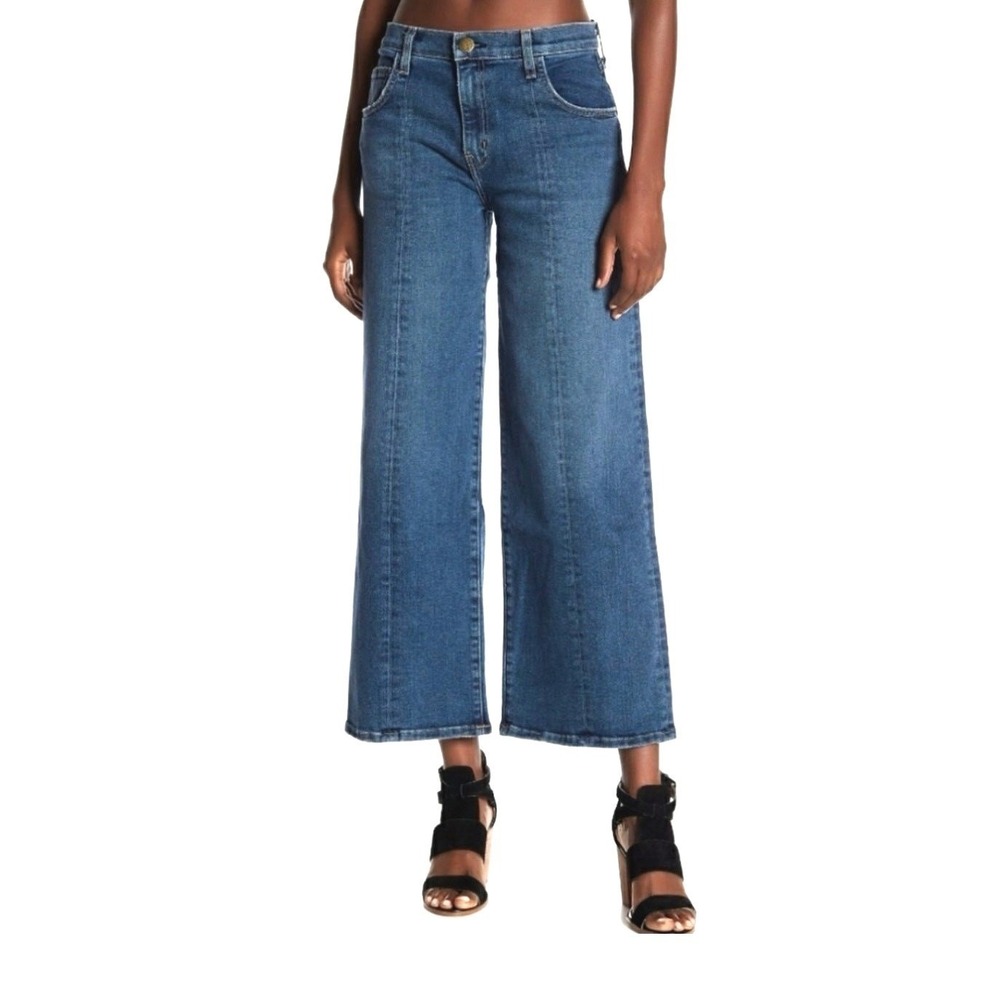 Current/Elliott Wide Leg Crop Jeans  Womens Size 32 Boho Parisian Capsule Chic